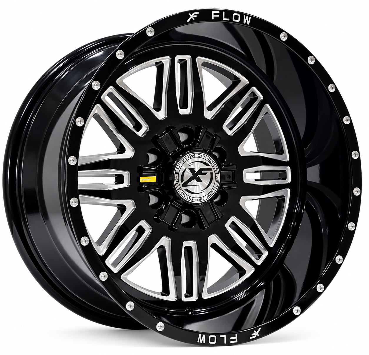 XFX-303 FLOW 22X12 6X139.7 ET-44 BLACK MILLED WINDOW