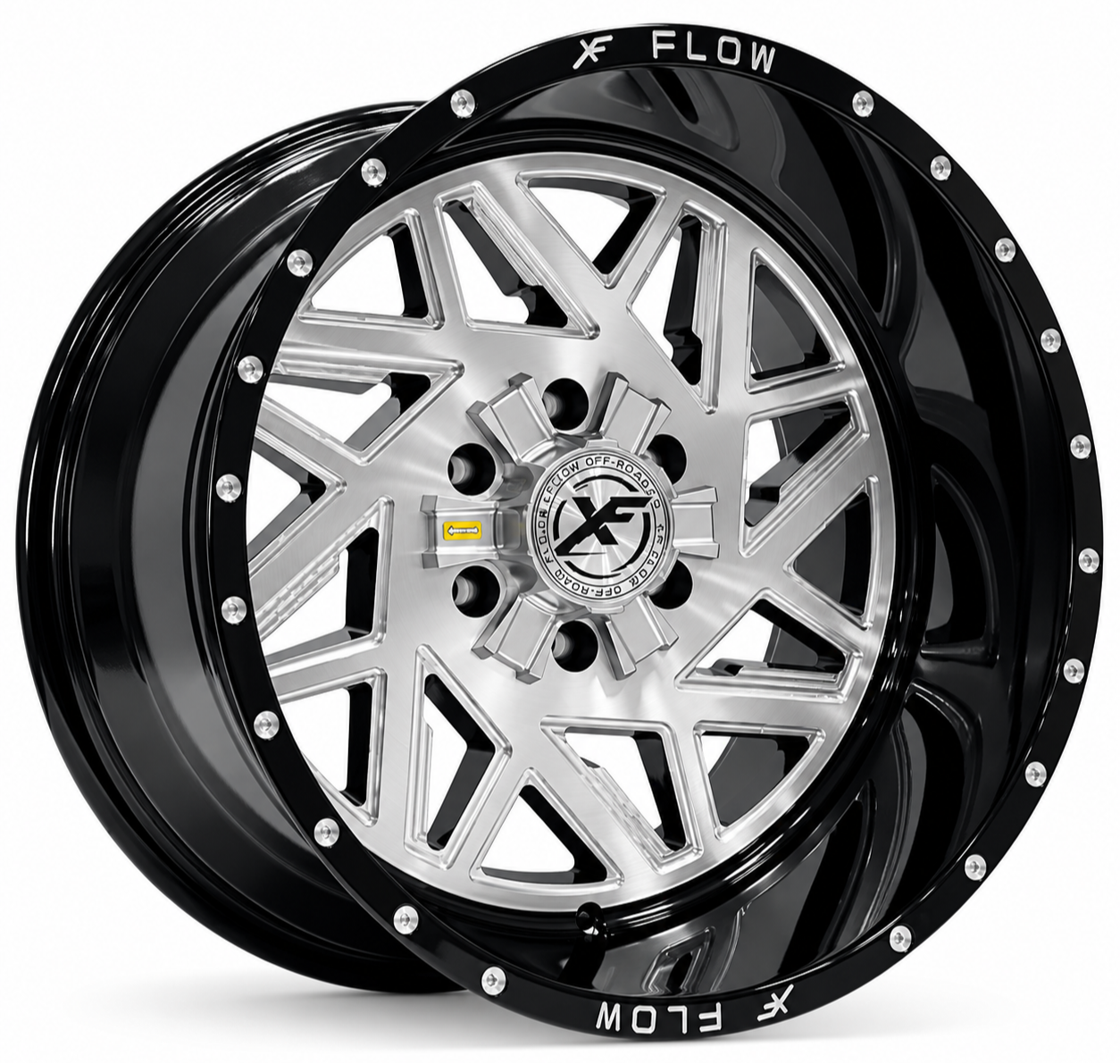 XFX-306 FLOW 20X12 6X139.7 ET-44 GLOSS BLACK BRUSHED