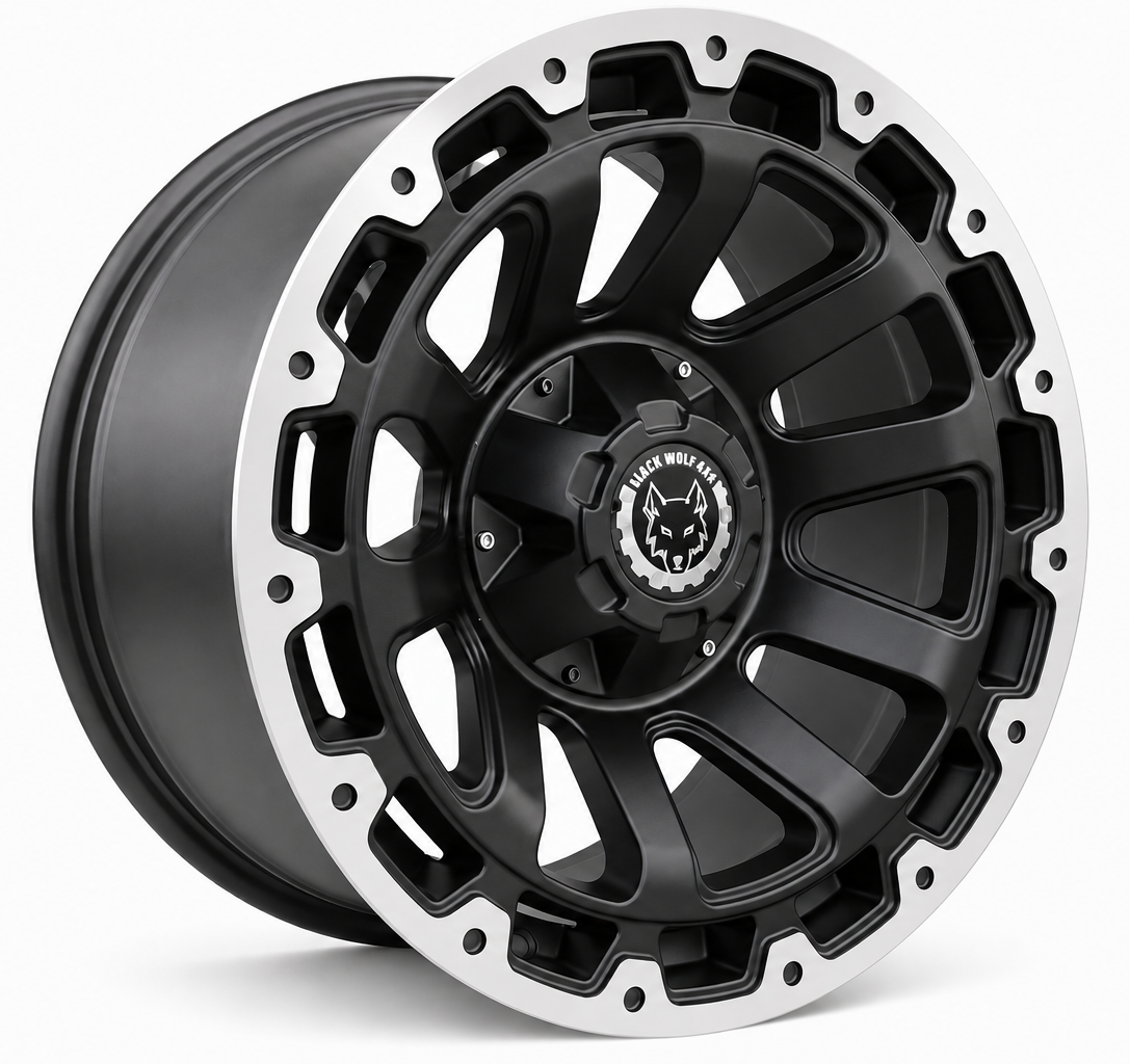 Black Wolf 744 17X9.0 6X139.7 ET+10 Matte Black/Lip Diomand