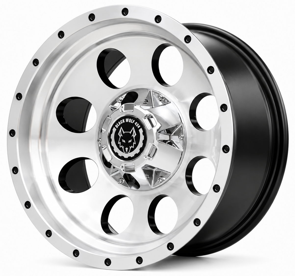 Black Wolf 644 16X8.0 6X139.7 ET-15 Polished