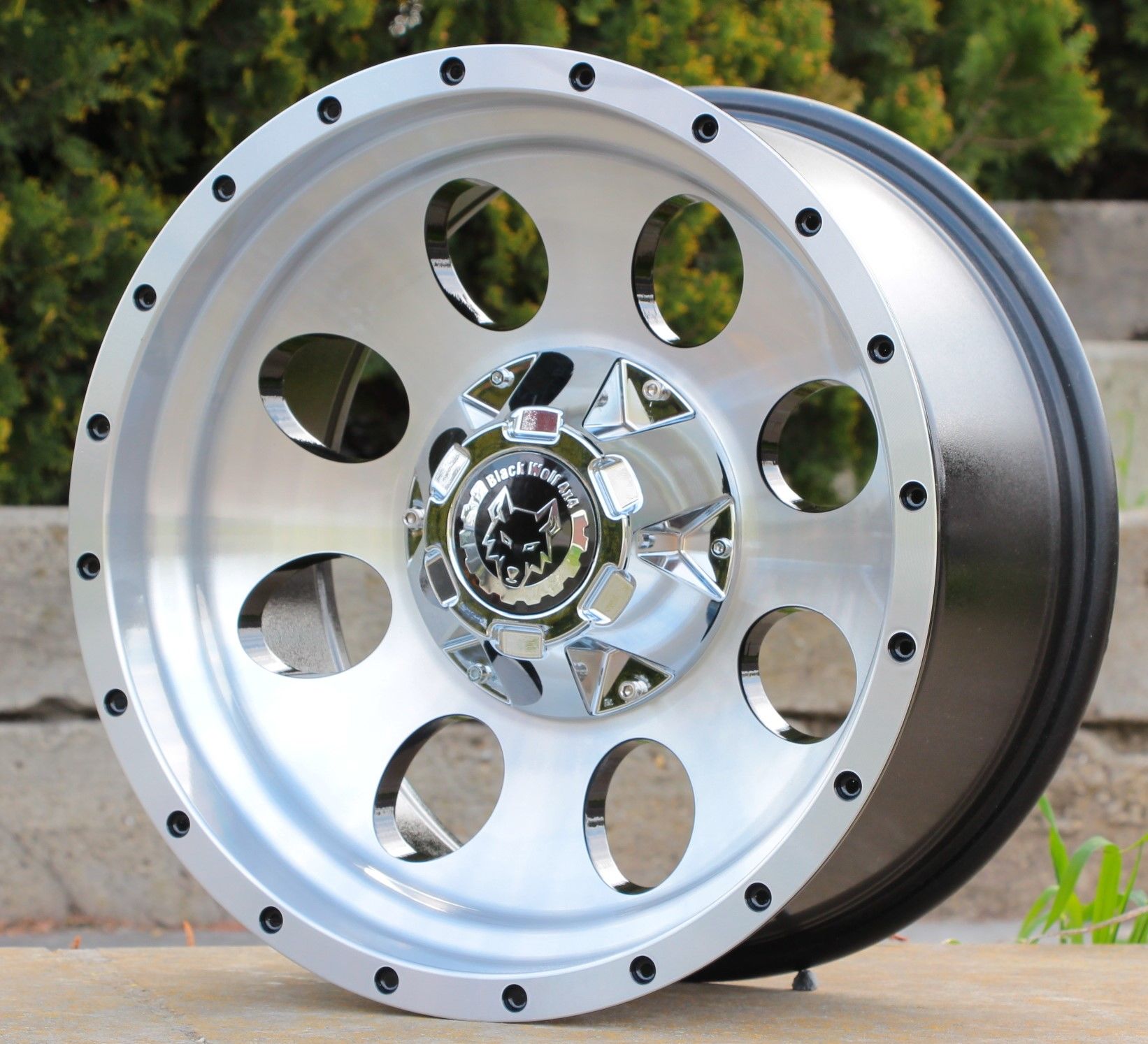 Black Wolf 644 16X8.0  5X139.7  ET-15 Polished