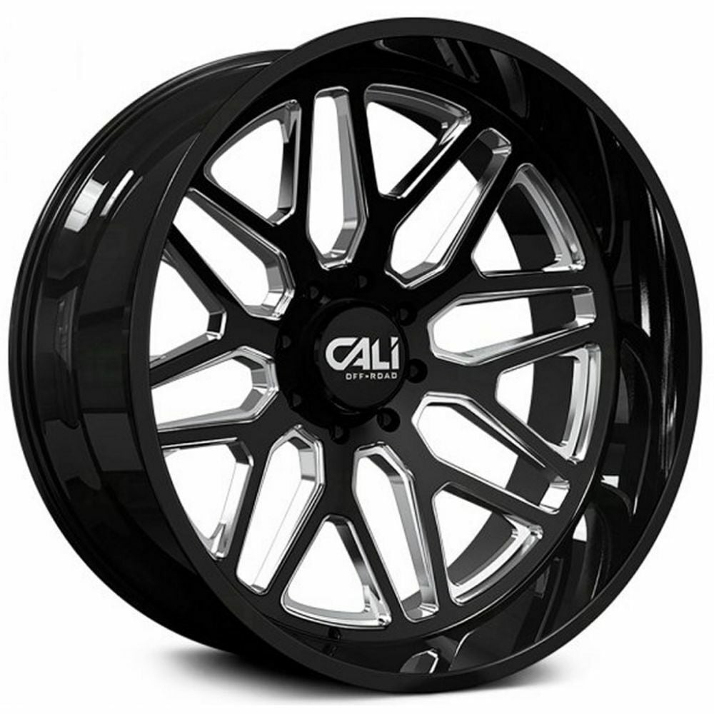Cali Invader 9115 22X12  6X139.7 ET-51 MM Gloss Black Milled Spokes