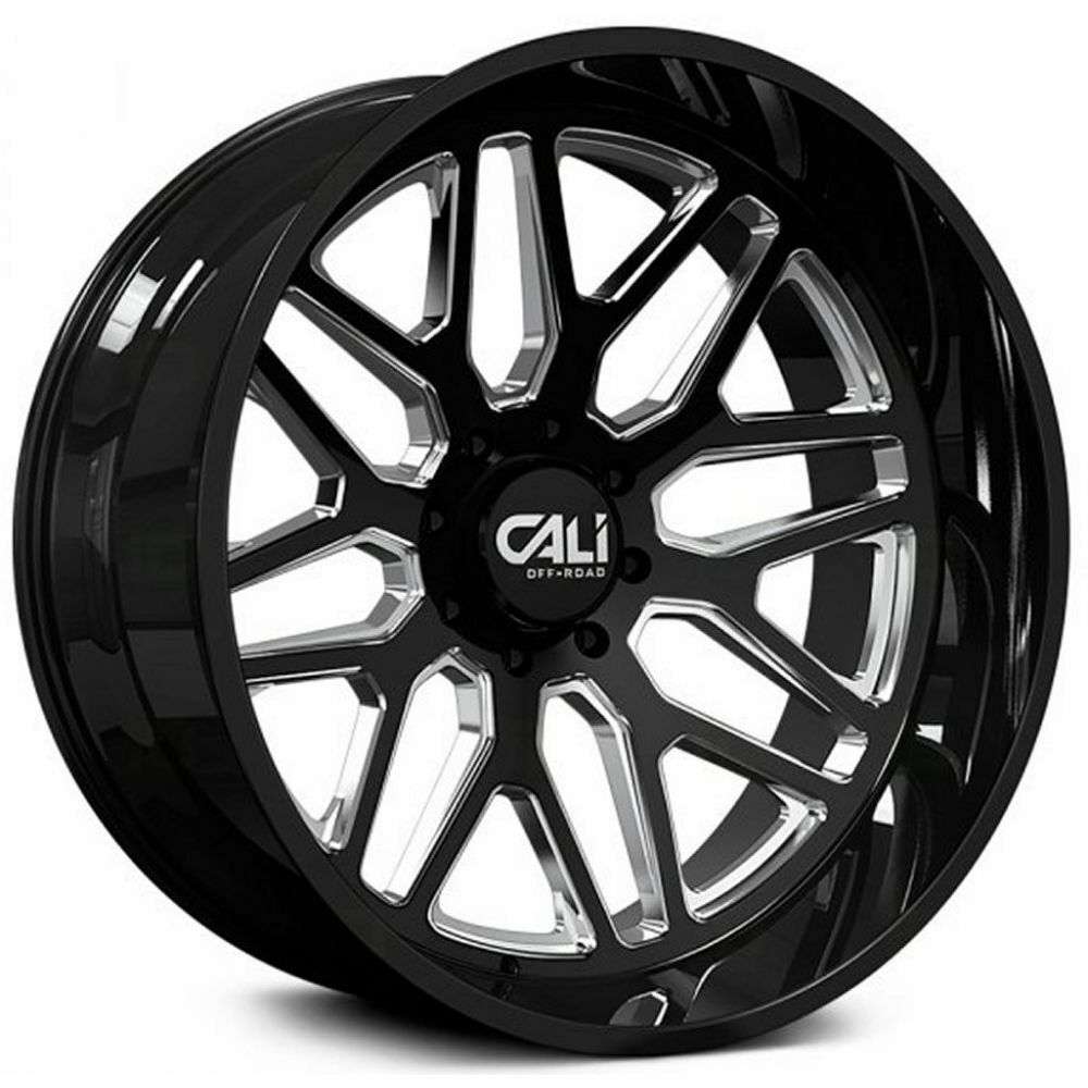 Cali Invader 9115 22X12 6X139.7 ET-51 MM Gloss Black Milled Spokes