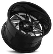 Cali Gemini 9112   22X12  6X139.7 ET-51 MM Gloss Black Milled Spokes