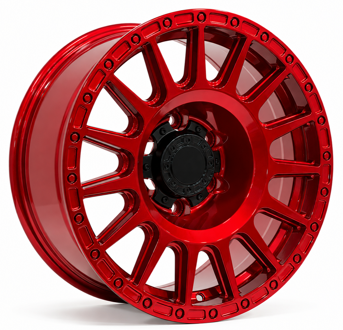 Powcan 5877 17X8.0 6X139.7 ET-15 Red/Black Cap