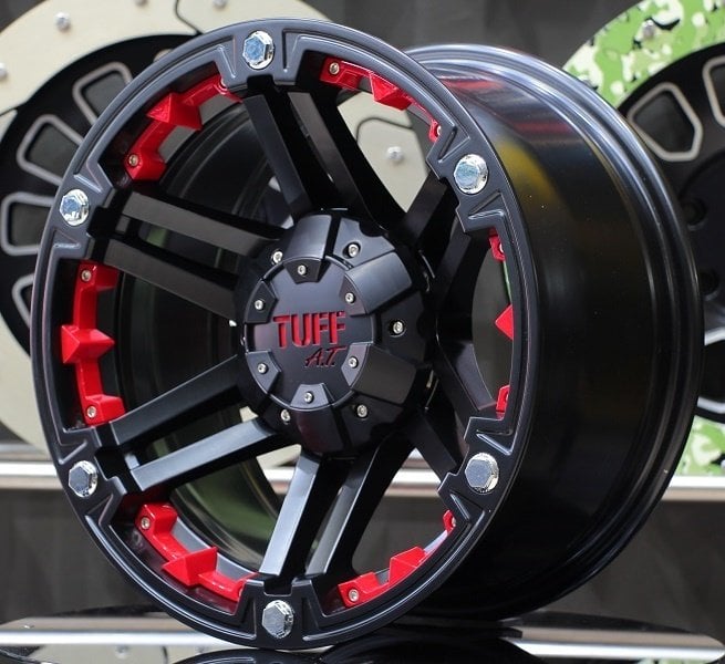 TUFF A.T. T-01 17X9.0 6X139.7 ET-10 Mat Black / Red İnserts
