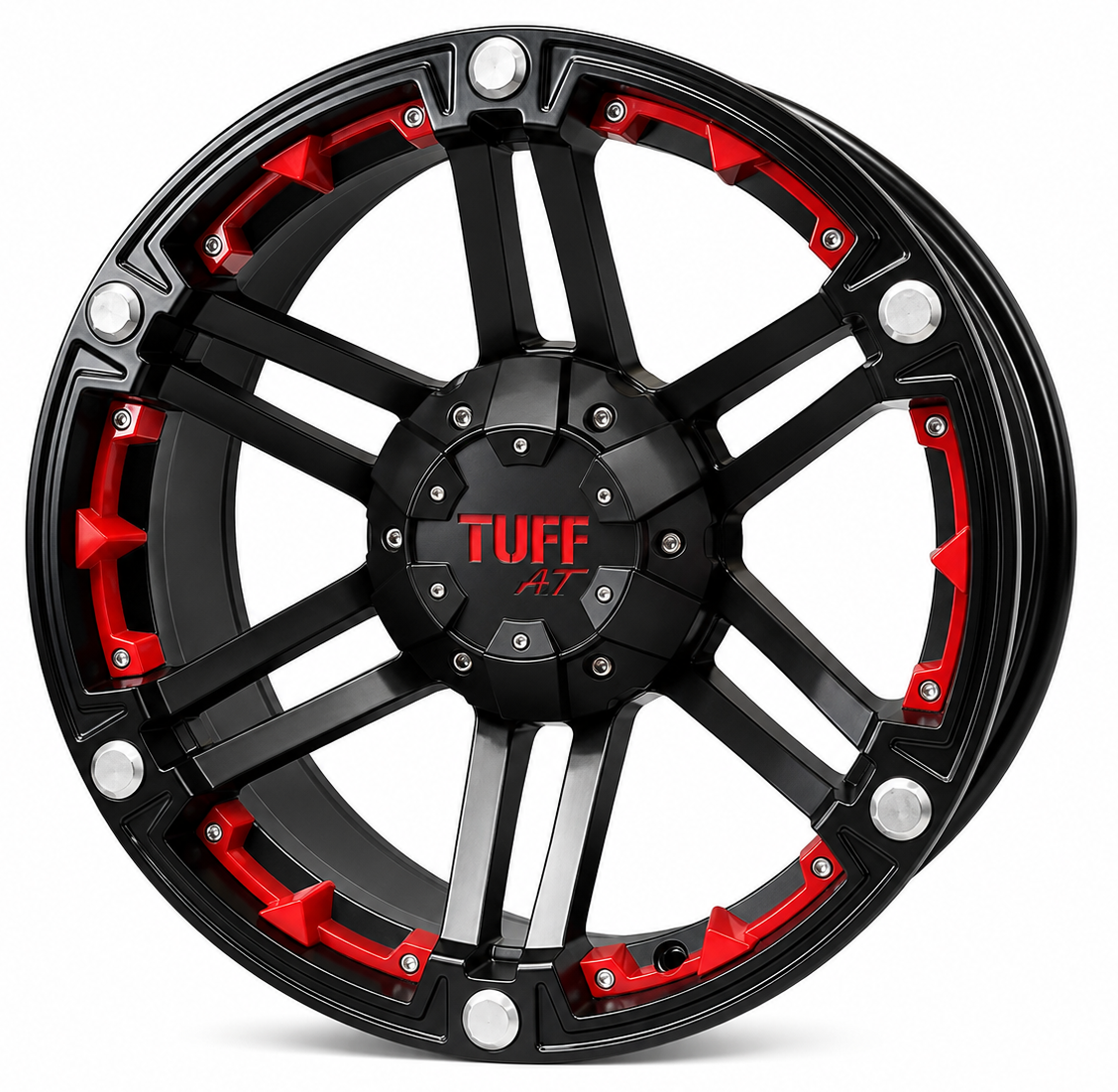 Tuff T-01 16X8.0 6X139.7 ET-10 Matte Black/Red İnserts