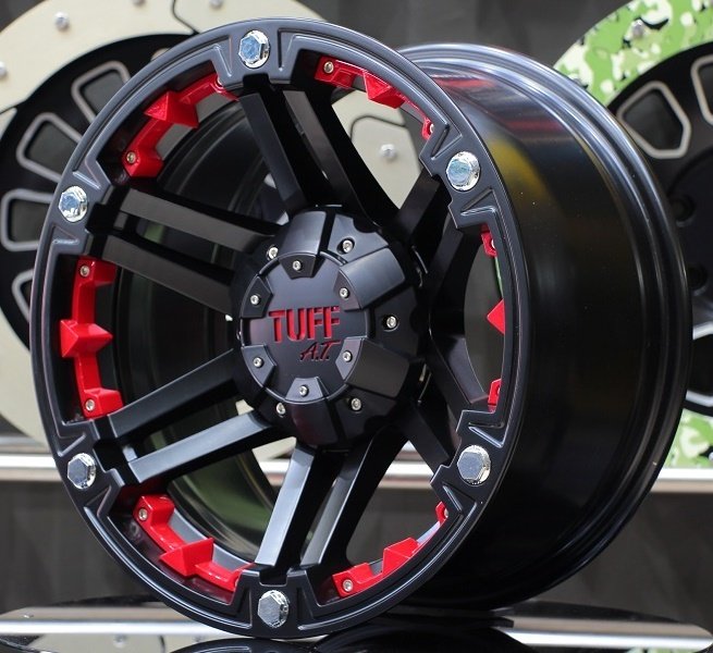 Tuff T-01 16X8.0 6X139.7 ET-10 Matte Black / Red İnserts