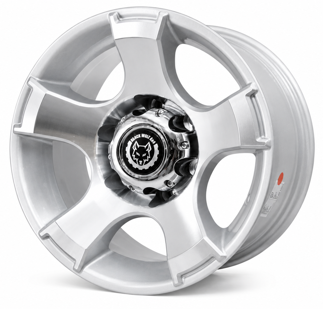 Black Wolf 1195 15X8.0 5X114.3 ET-10 Silver Polished